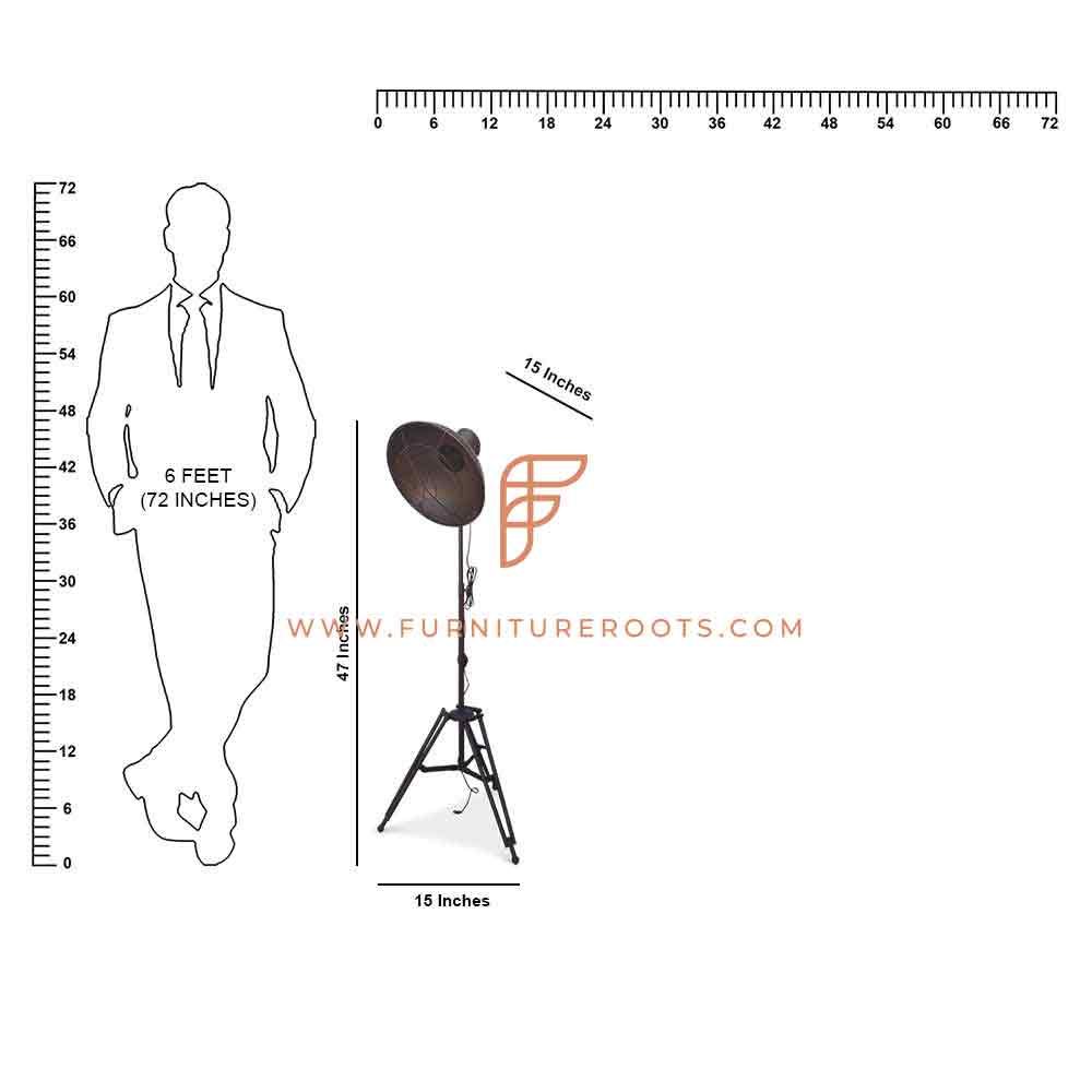 FR Lamps Series Lampadaire trépied à dessus dôme au fini brun rouille