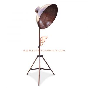 FR Lamps Series Dome-Top Tripod Floor Lamp in Antique Copper Finish