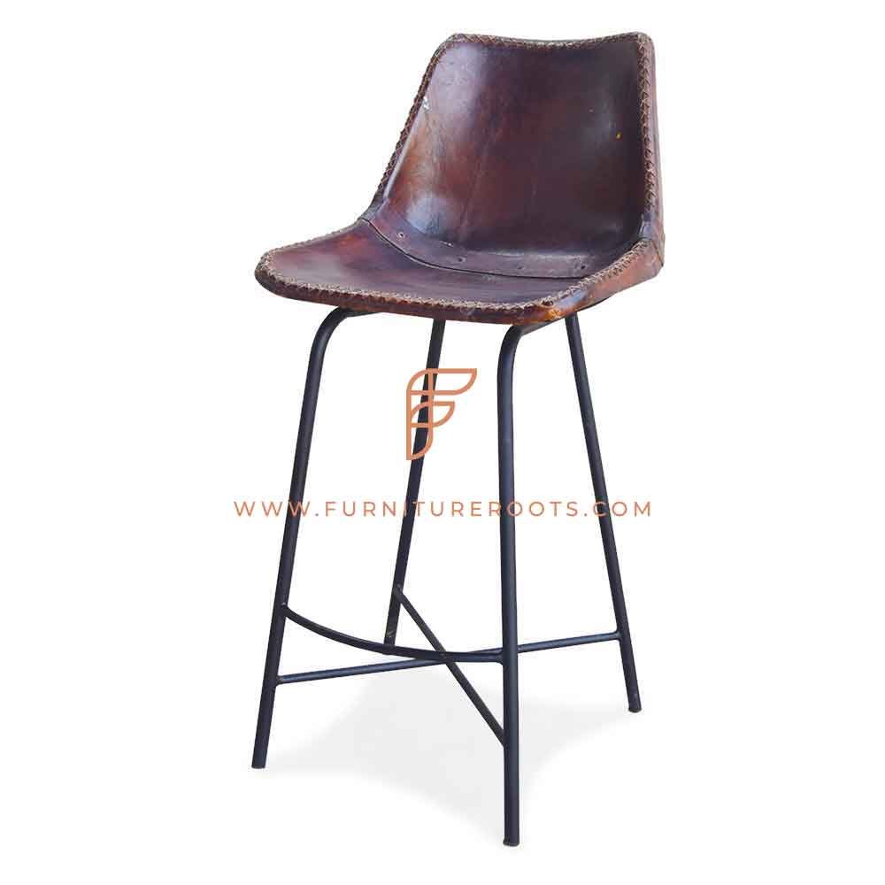 Rich Leather Metal Bar Chair