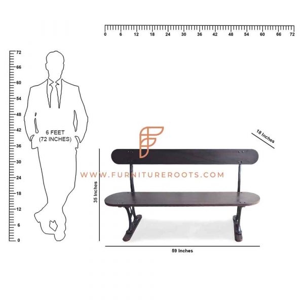 Buy FR Benches Series 2-Seater Mid-Century Modern Bench with Cast Iron ...