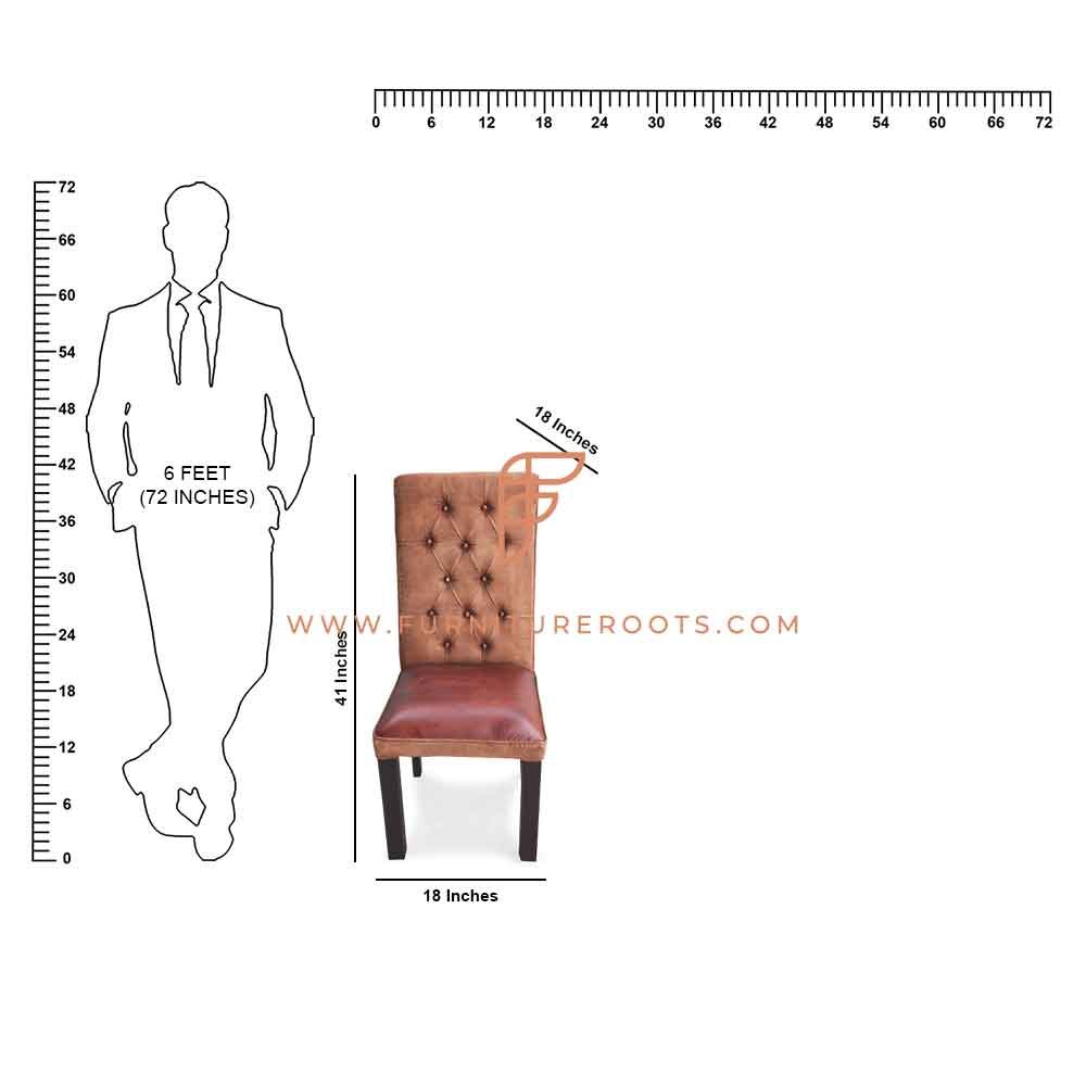 Serie FR Chairs Silla de comedor Parsons de madera maciza con asiento de cuero y respaldo capitoné tapizado en lona