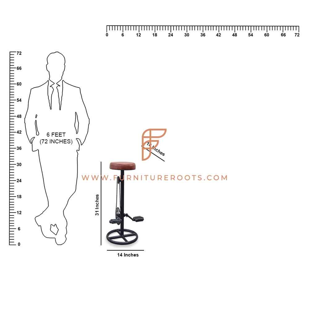 Taburete de barra de pedal de ciclo negro serie FR con asiento acolchado de cuero