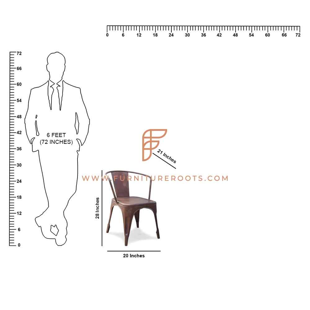 Silla de comedor apilable de metal Tolix de la serie FR Chairs en acabado marrón óxido