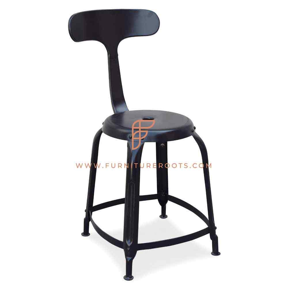 Cadeira lateral de metal FR Chairs Series Boomerang-Back em acabamento preto