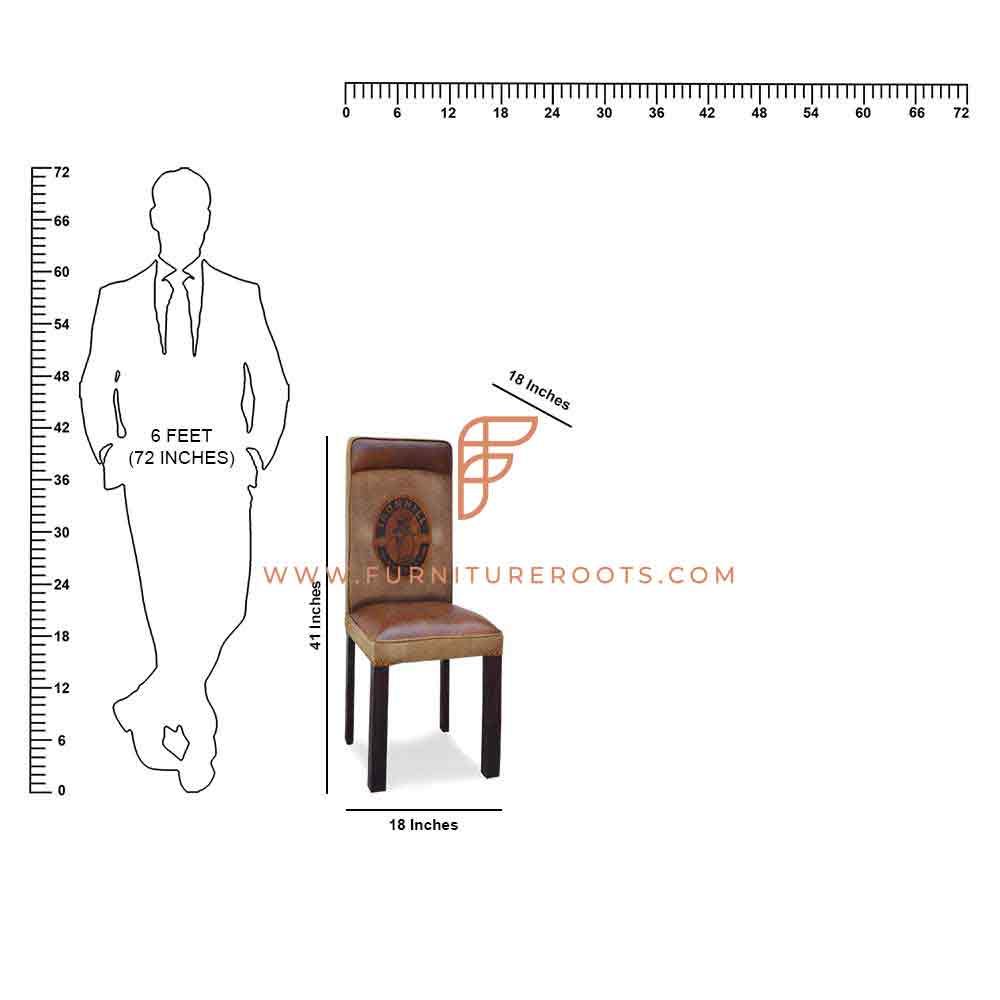 FR Chairs Series Parsons Chair in Leather & Canvas Upholstery with Custom Printed Motif