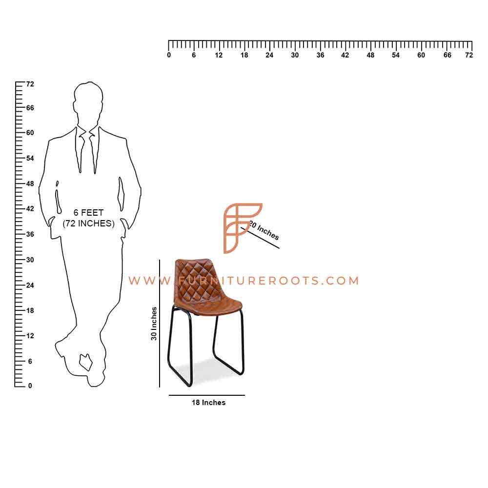 Cadeira lateral de metal de estilo industrial série FR Chairs com estofamento de couro com tufos de diamante