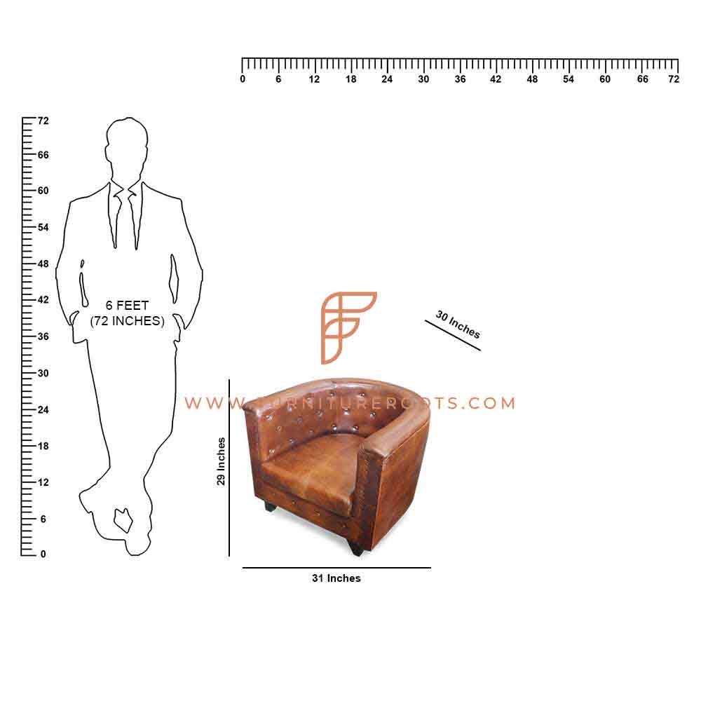 FR Accent Chairs Fauteuil de bain à dossier capitonné avec revêtement en cuir vieilli