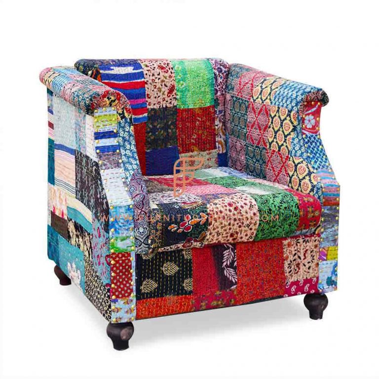 Buy FR Accent Chairs Series Indian Patchwork Fabric Club ...