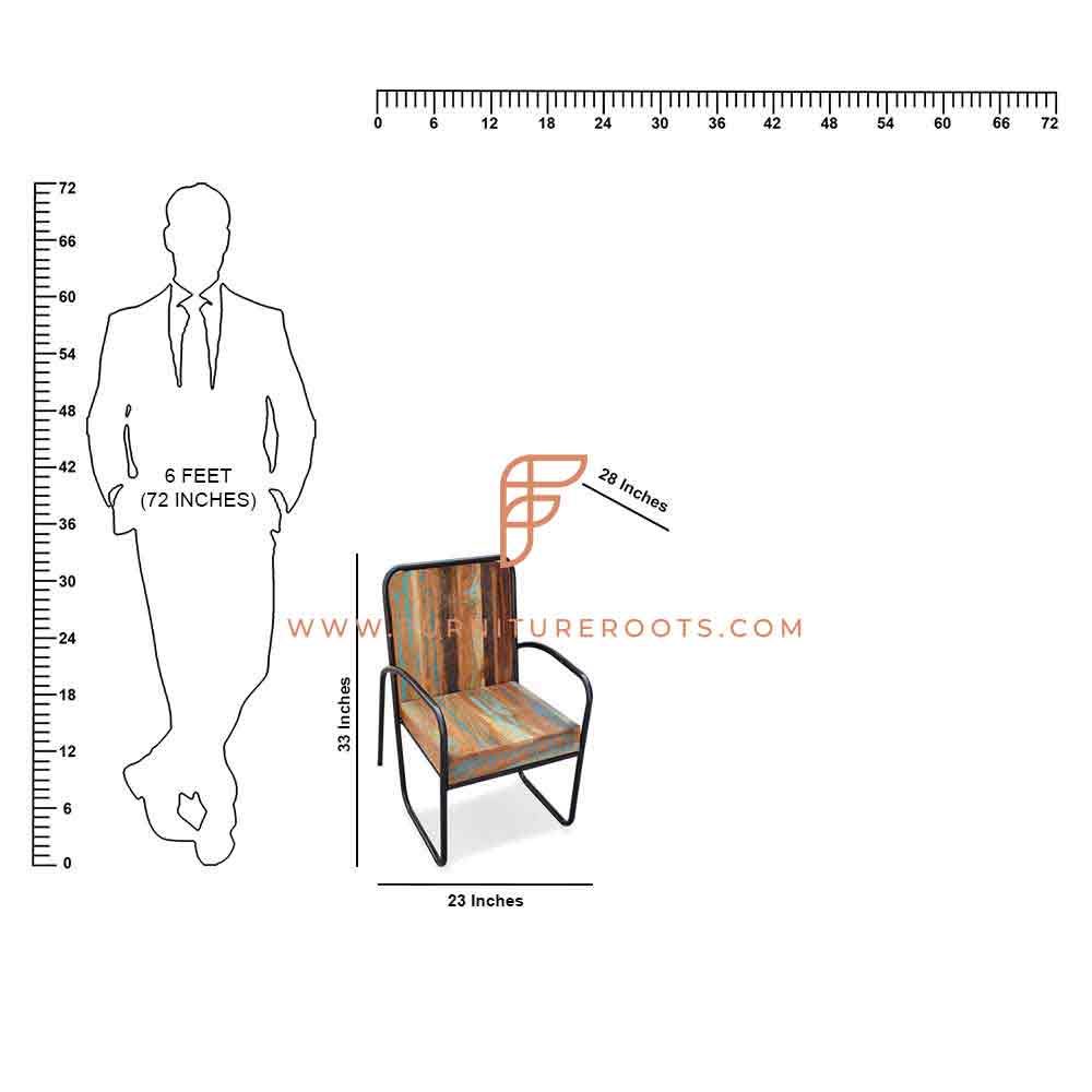 Silla de comedor industrial rústica serie FR Chairs con asiento y respaldo de madera recuperada