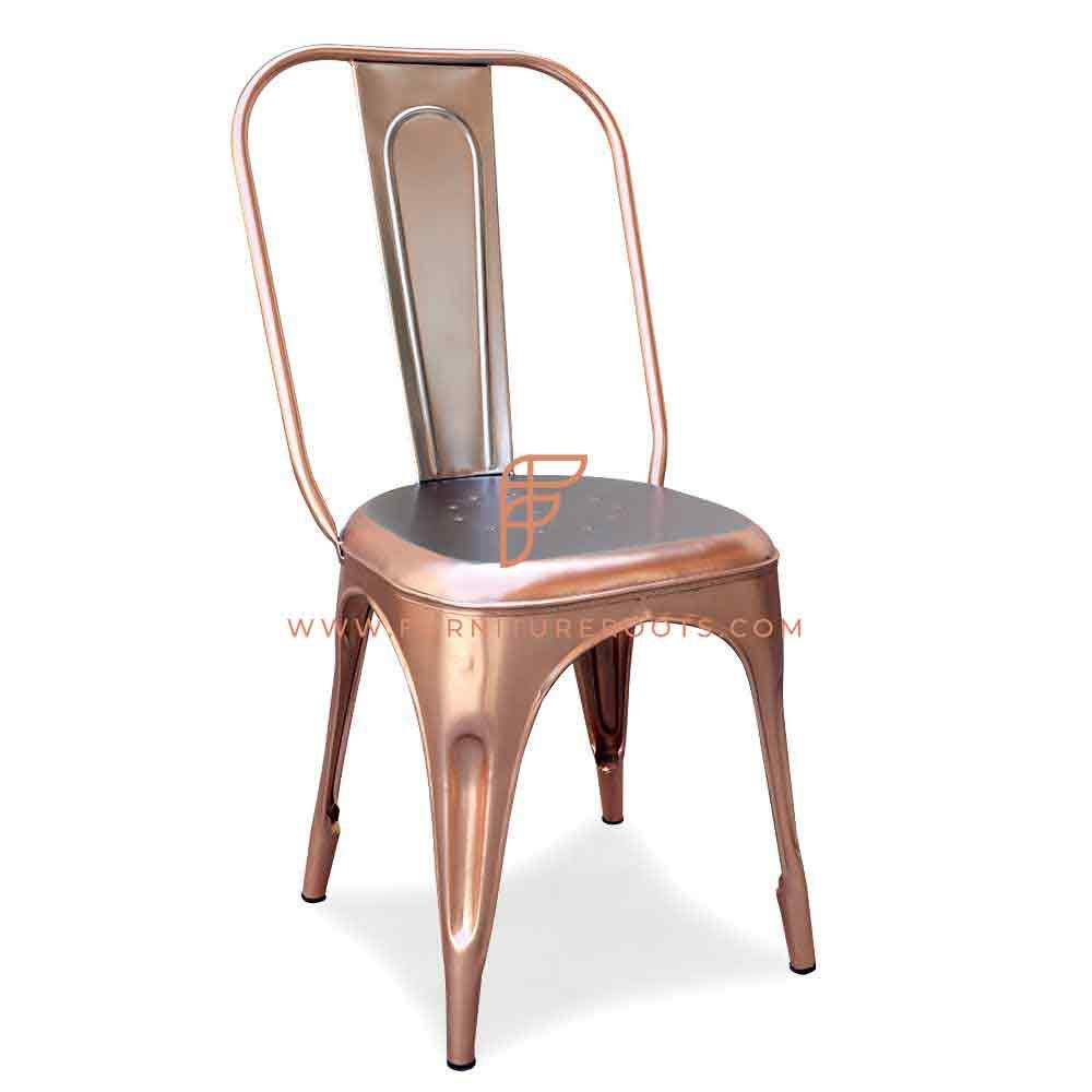 FR Chairs Series Metal Tolix Side Chair in Dual Copper and Silver Finish