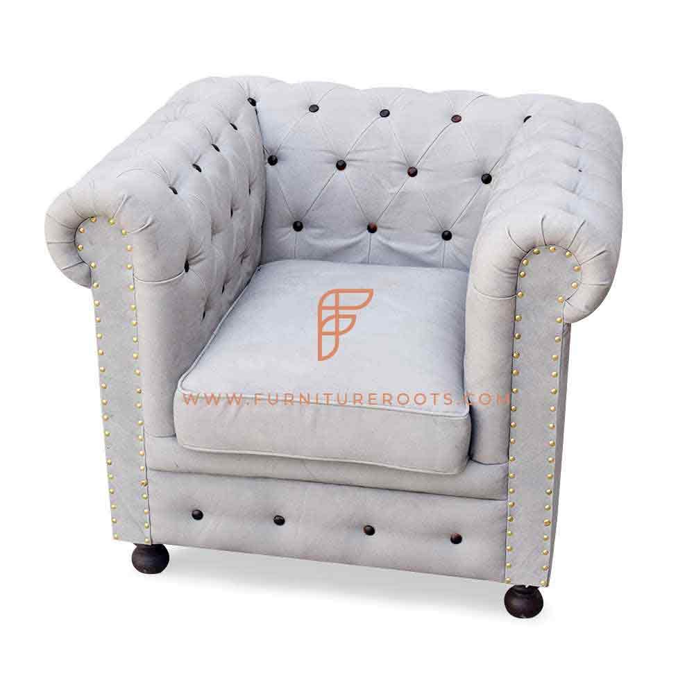 FR Accent Chairs Series Contemporary Tuxedo Armchair in Tufted Fabric Upholstery