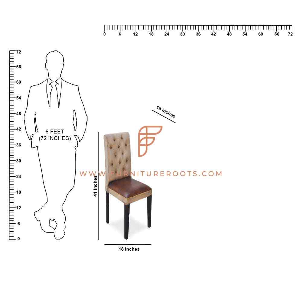 FR Chairs Series Tufted Back Parsons Dining Chair in Canvas & Leather Upholstery