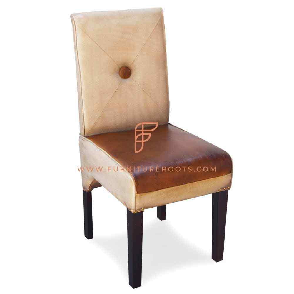 FR Chairs Series Parsons Dining Chair in Canvas & Leather Upholstery