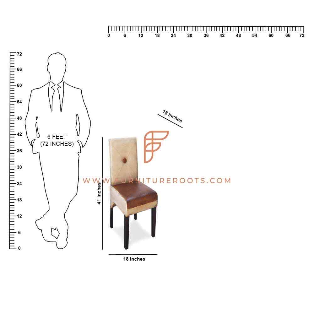 FR Chairs Series Parsons Dining Chair in Canvas & Leather Upholstery