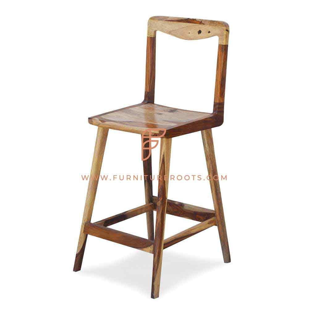 FR Barstools-serie Houten barstoel met volledige rugleuning in natuurlijke houtafwerking