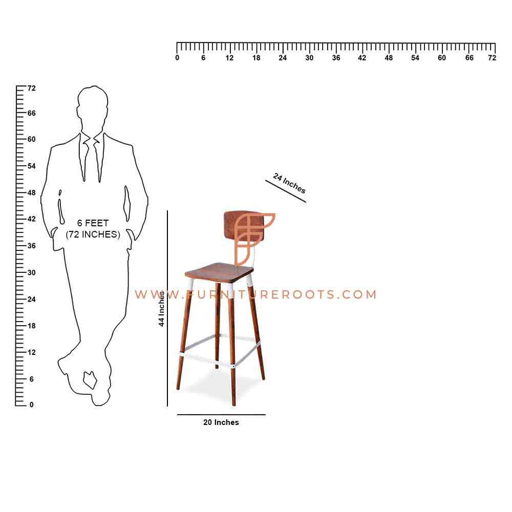 Silla industrial rústica con altura de barra de madera serie FR Barstools en acabado de roble miel