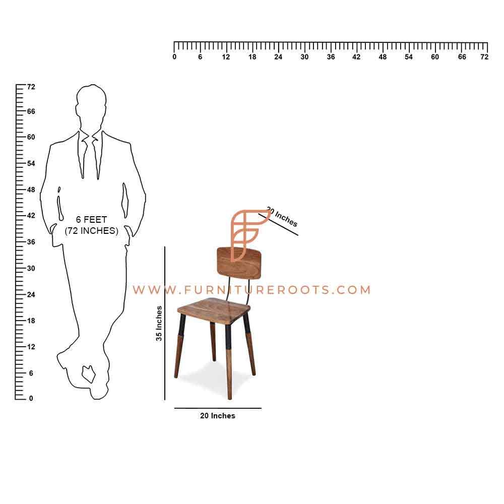 Cadeira de jantar de madeira industrial rústica série FR Chairs com acabamento natural antigo