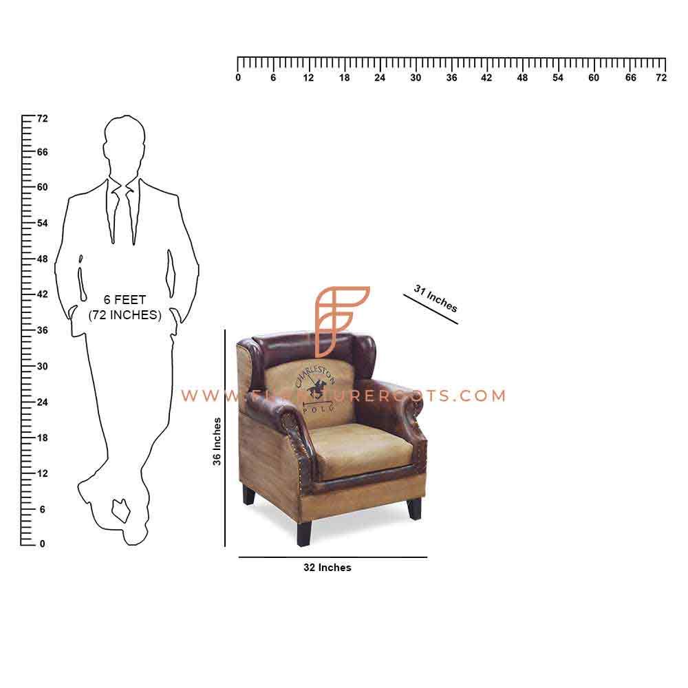 Serie de sillas decorativas FR Sillón club retro con brazos enrollables en cuero y tapicería de lona inglesa