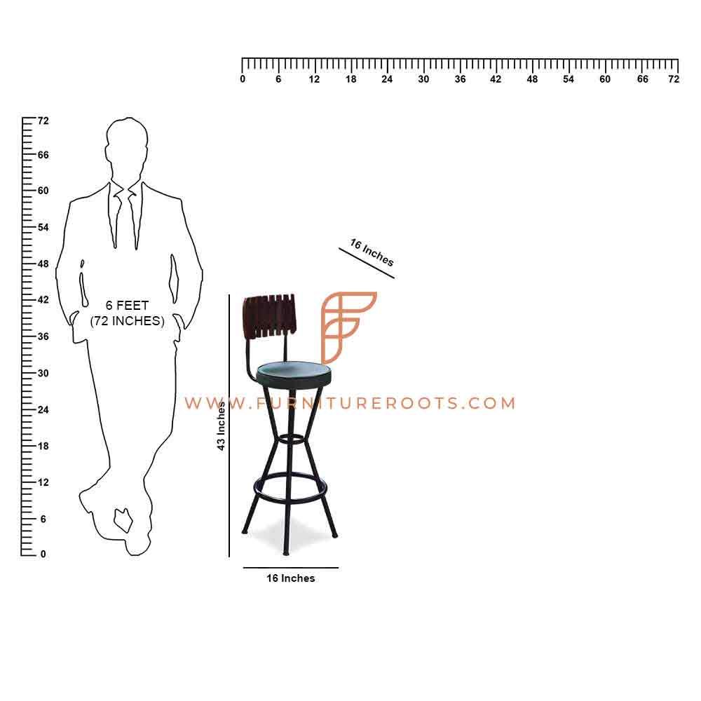 Designer Bar Bar Height Chair der FR Barstools-Serie mit Lattenrost und gepolstertem Sitz