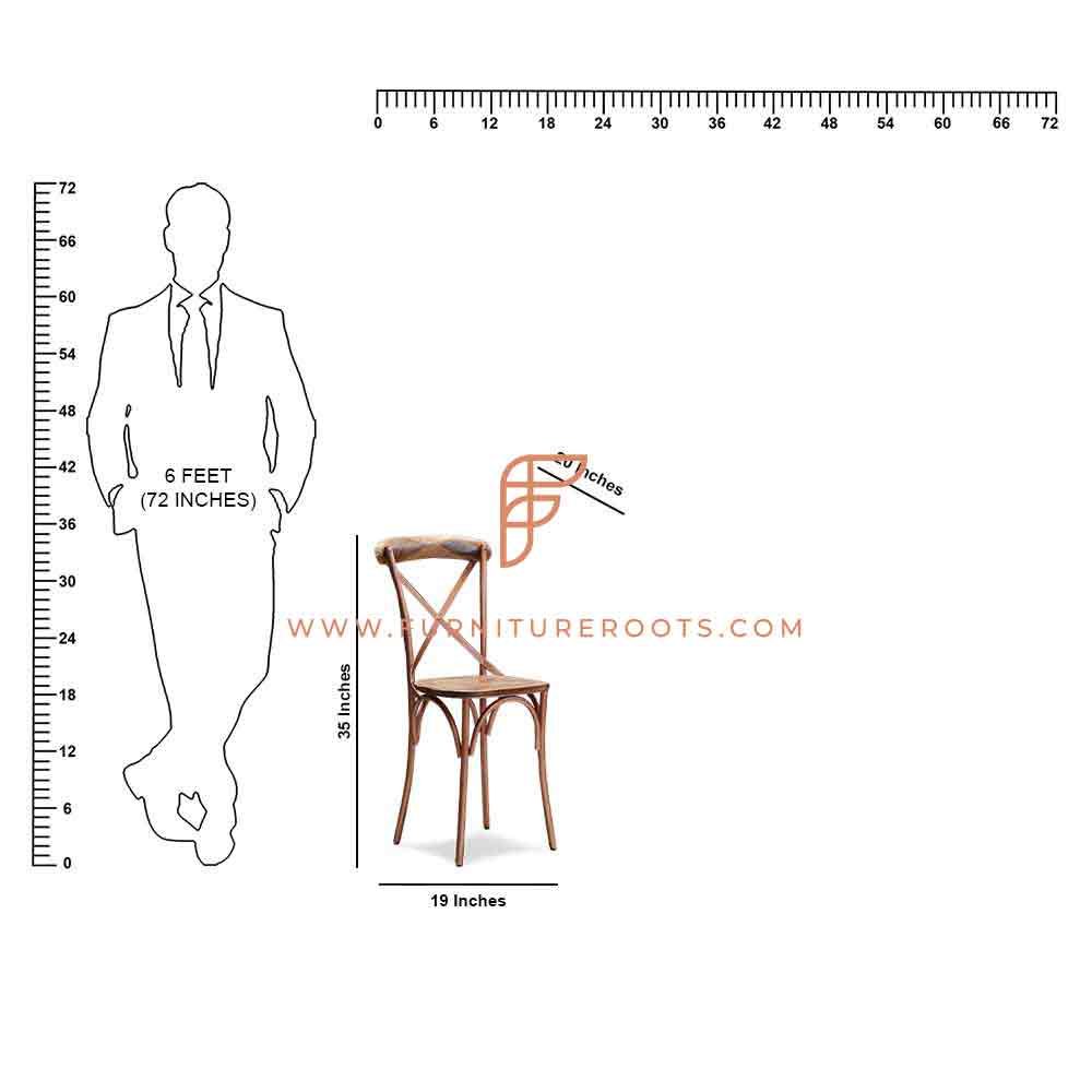 Sedia FR Chairs Series in legno con schienale incrociato in finitura noce antico