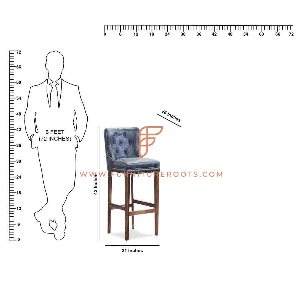 FR Barstools-serie Houten barkruk met volledige rugleuning en getufte vinylbekleding