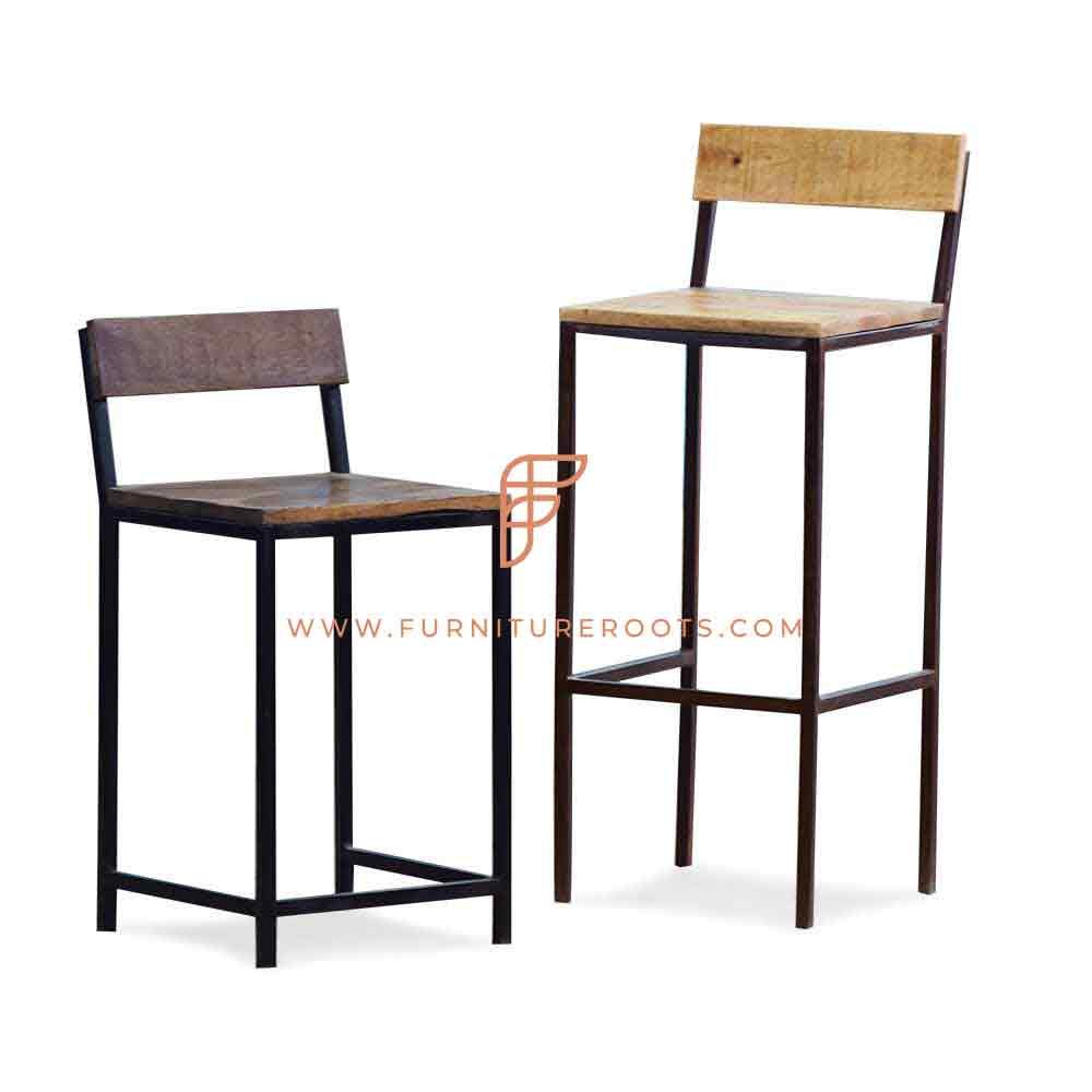 FR Chairs Series Rustic Industrial-Design Side Chair and Barstool in Natural Finish (Set of 2)