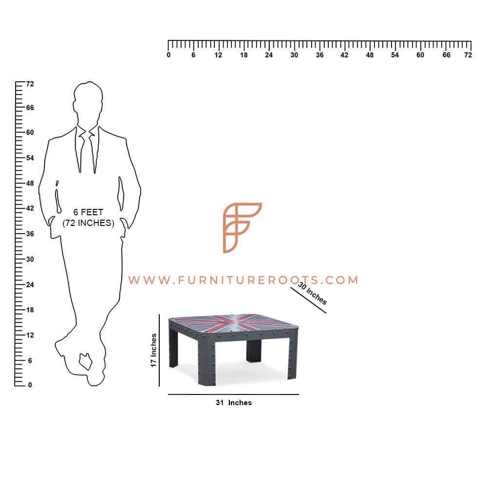 FR Coffee Tables Series Mesa de centro de metal para todos os climas com bandeira personalizada do país