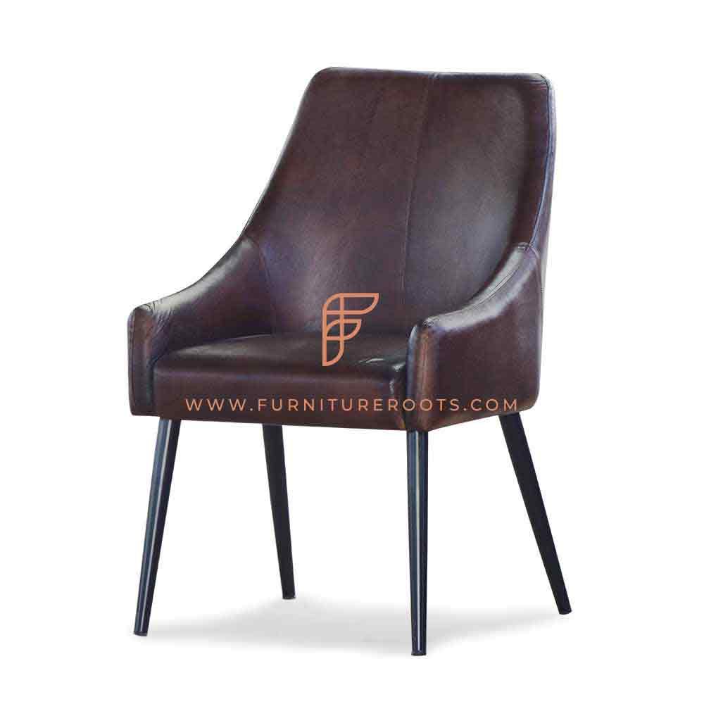 FR Chairs Series Parsons Dining Chair with Metal Legs and Leather Upholstery