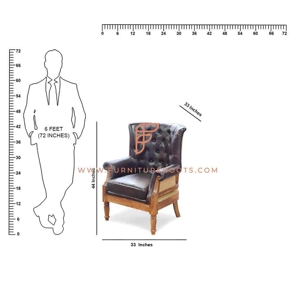 Sillón de orejas con respaldo capitoné de cuero con estructura expuesta serie FR Accent Chairs