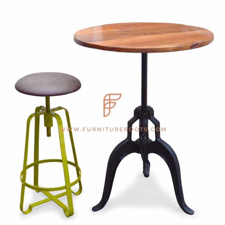 Cast Iron Metal Outdoor Table Set Industrial Rustic Furniture