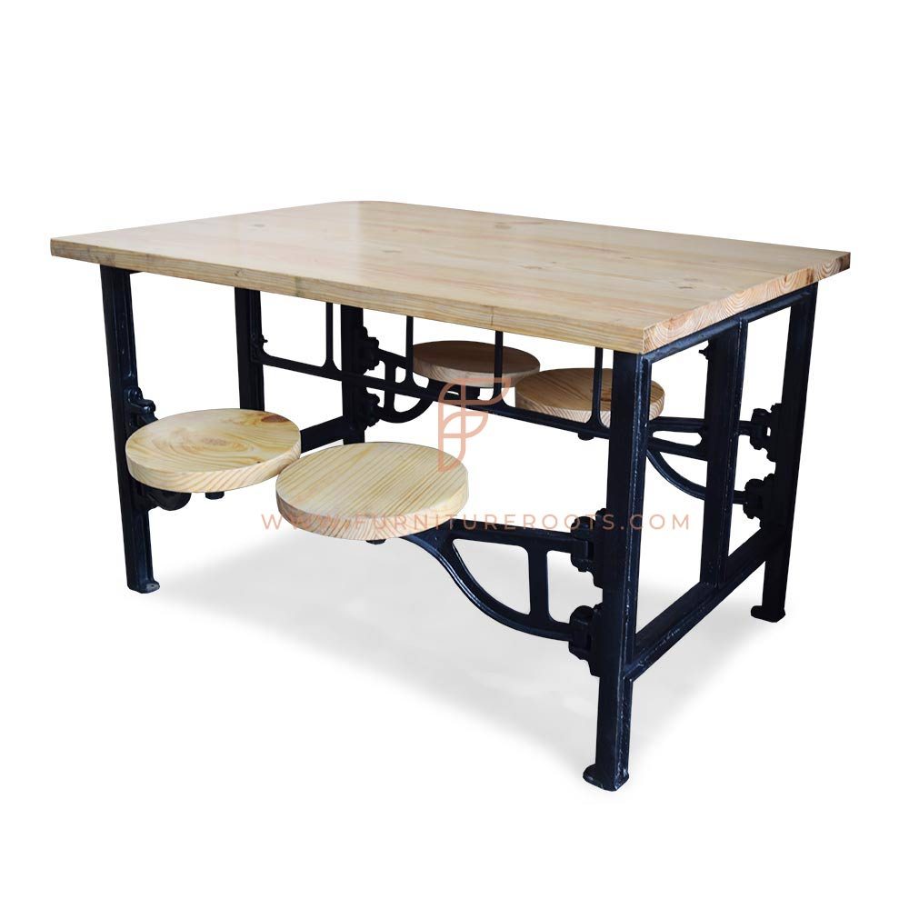 FR Dining Sets Series Dining Table and Integrated 4 Folding Seats Set