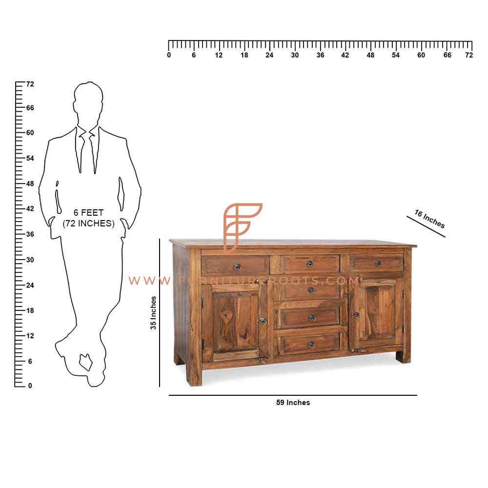 FR Cabinet Series Wooden Sideboard 2 Door and 6 Drawers