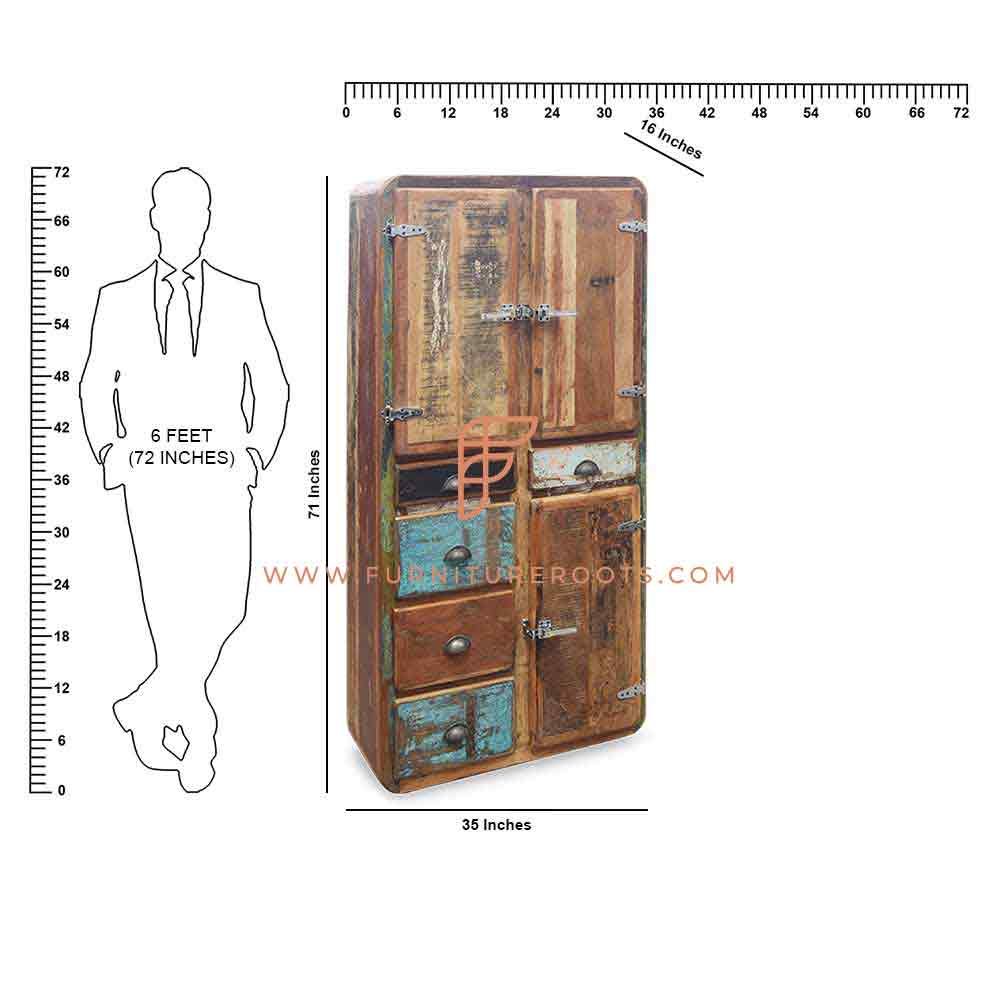 FR Cabinet Furniture Series Reclaimed Wood Hutch Cabinet In Rough Distressed Finish