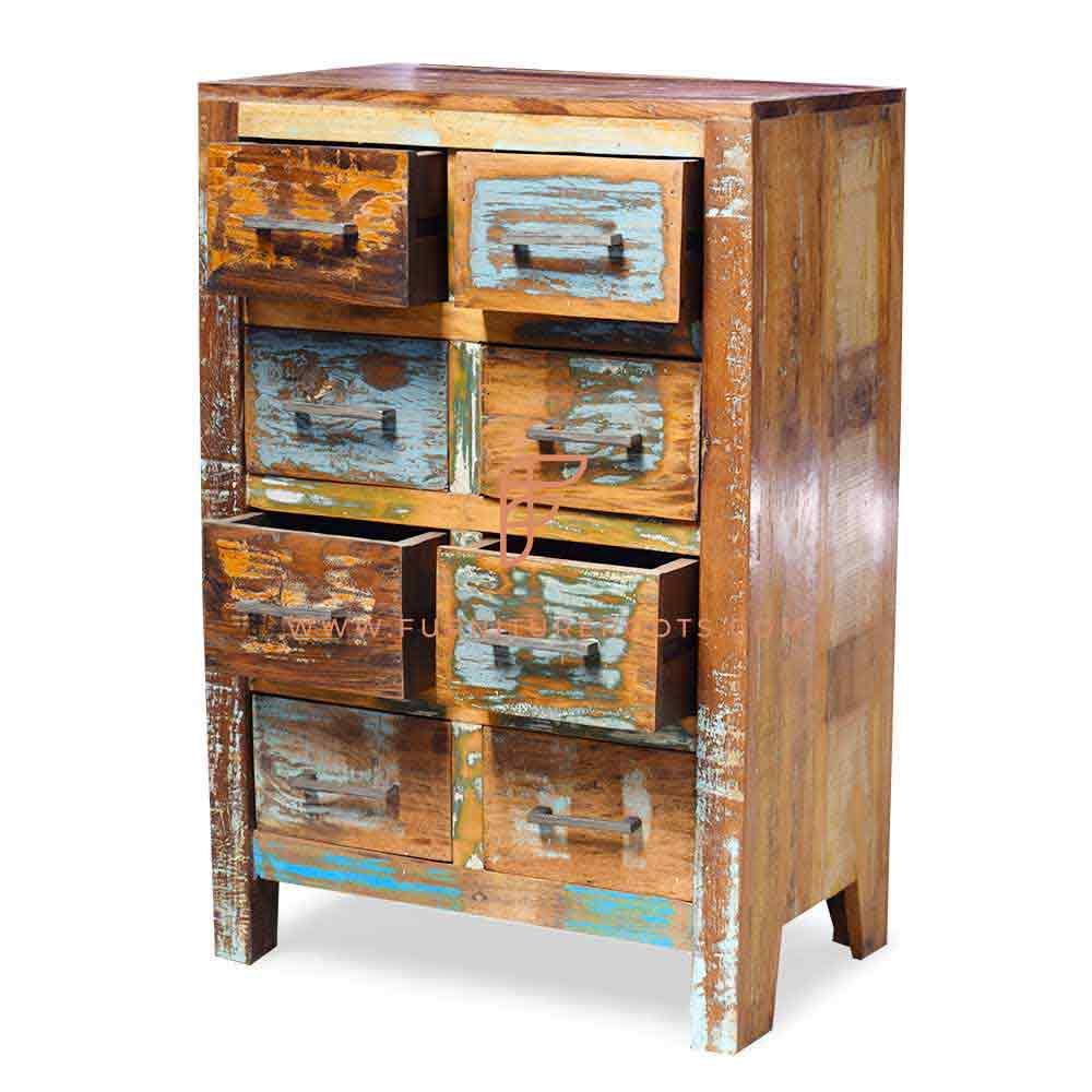 FR Cabinet Furniture Series Akzent Server 4-Tier 2-Wide In Rough Distressed Finish