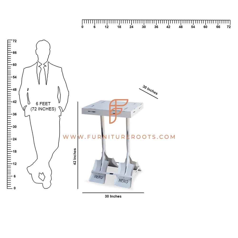 FR Tables Series Metal Bar Height Table with Paddle Legs in White Distress Finish