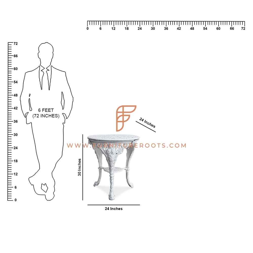 Tavolo da pranzo rotondo in ghisa serie FR Tables di colore bianco