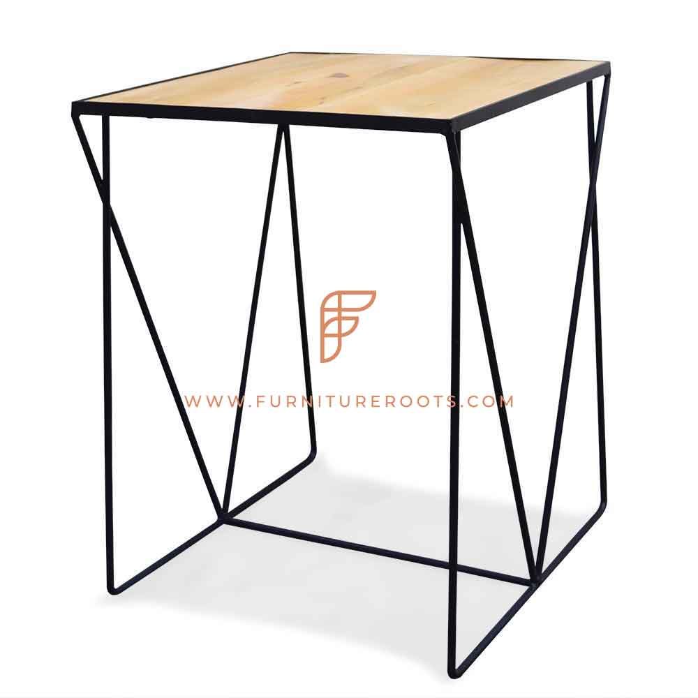 FR Tables Series Square Dining Table with Hairpin Legs and Pine Wood Top