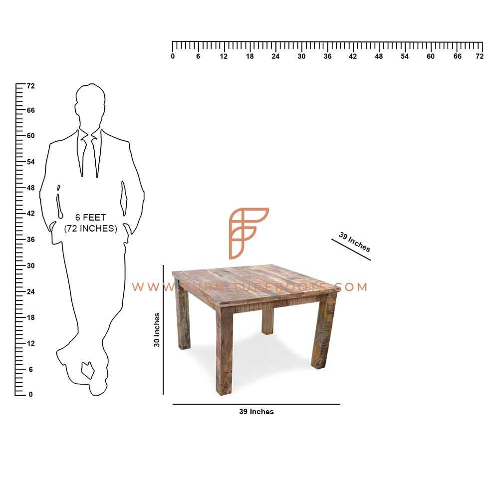 FR Tables Series Barnyard-Design Square Dining Table in Rough Sawn Finish