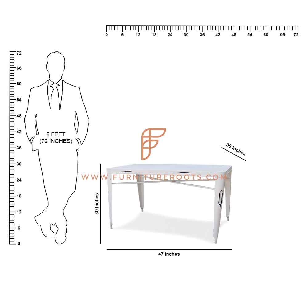 FR Tables Series Metal Rectangular Dining Table in White Distressed Finish