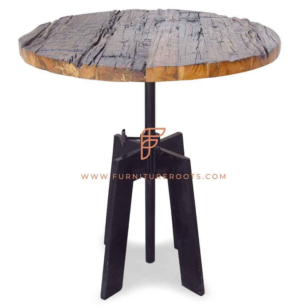 FR Tables Series Dining Table with Cast Iron Table Base and Salvaged Wood Table Top