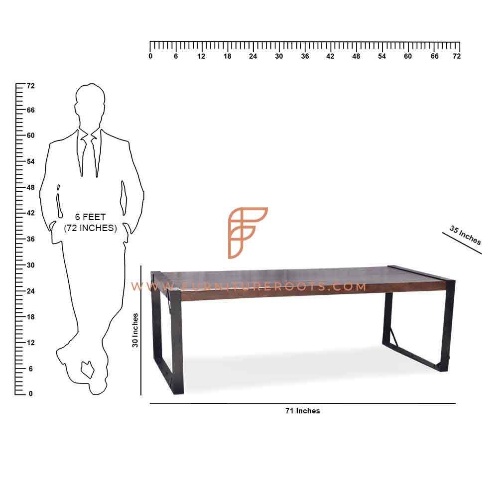 FR Tables Series Rectangular Commercial Table With Metal Base And Wooden Top in Mahogany Finish