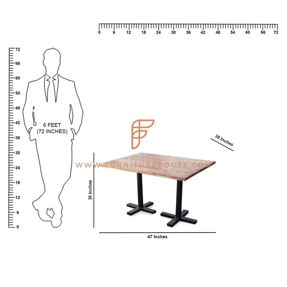 Table de salle à manger rectangulaire de la série FR Tables avec base de table transversale latérale et plateau de table en bois