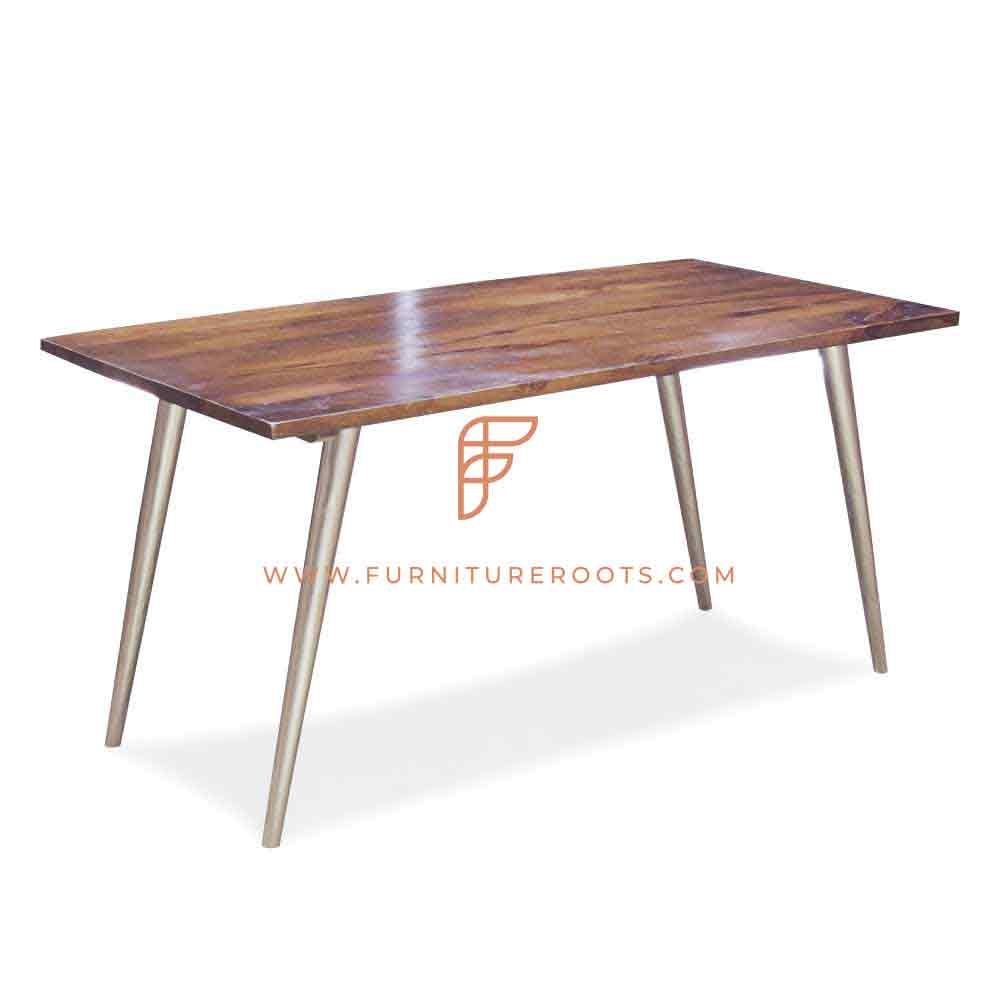 FR Tables Series Commercial Table With Nickel Plated Base Legs And Wooden Table Top