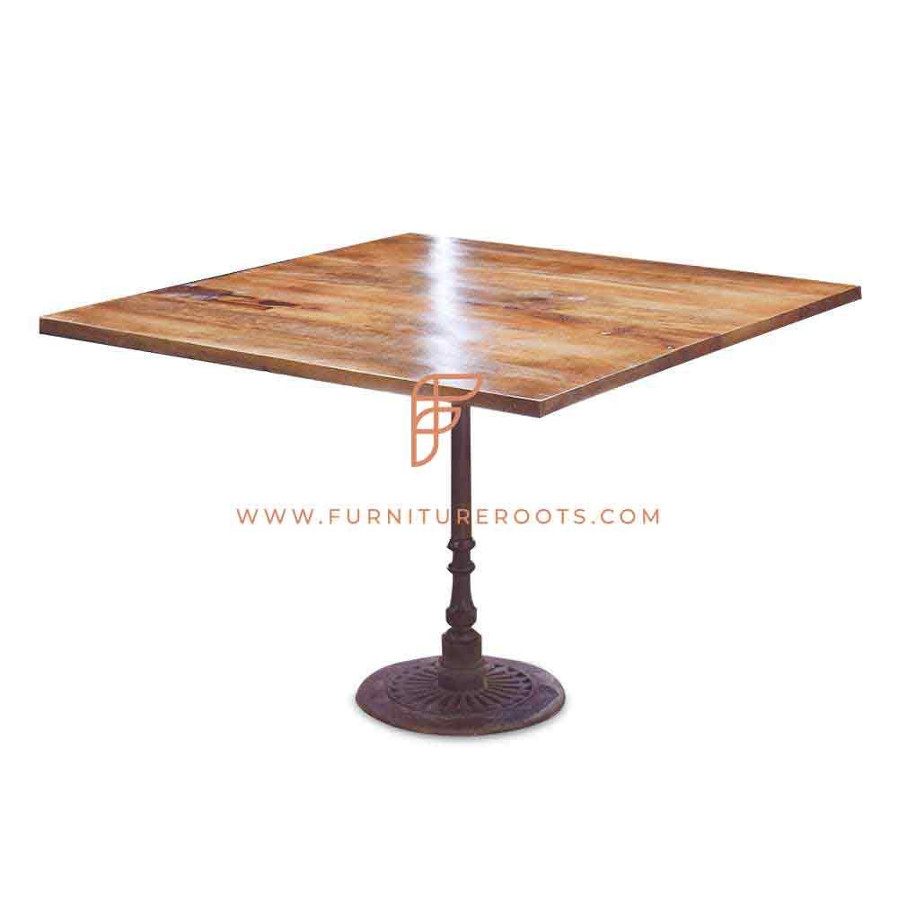 FR Tables Series Dining Table with Cast Iron Table Base and Wooden Table Top