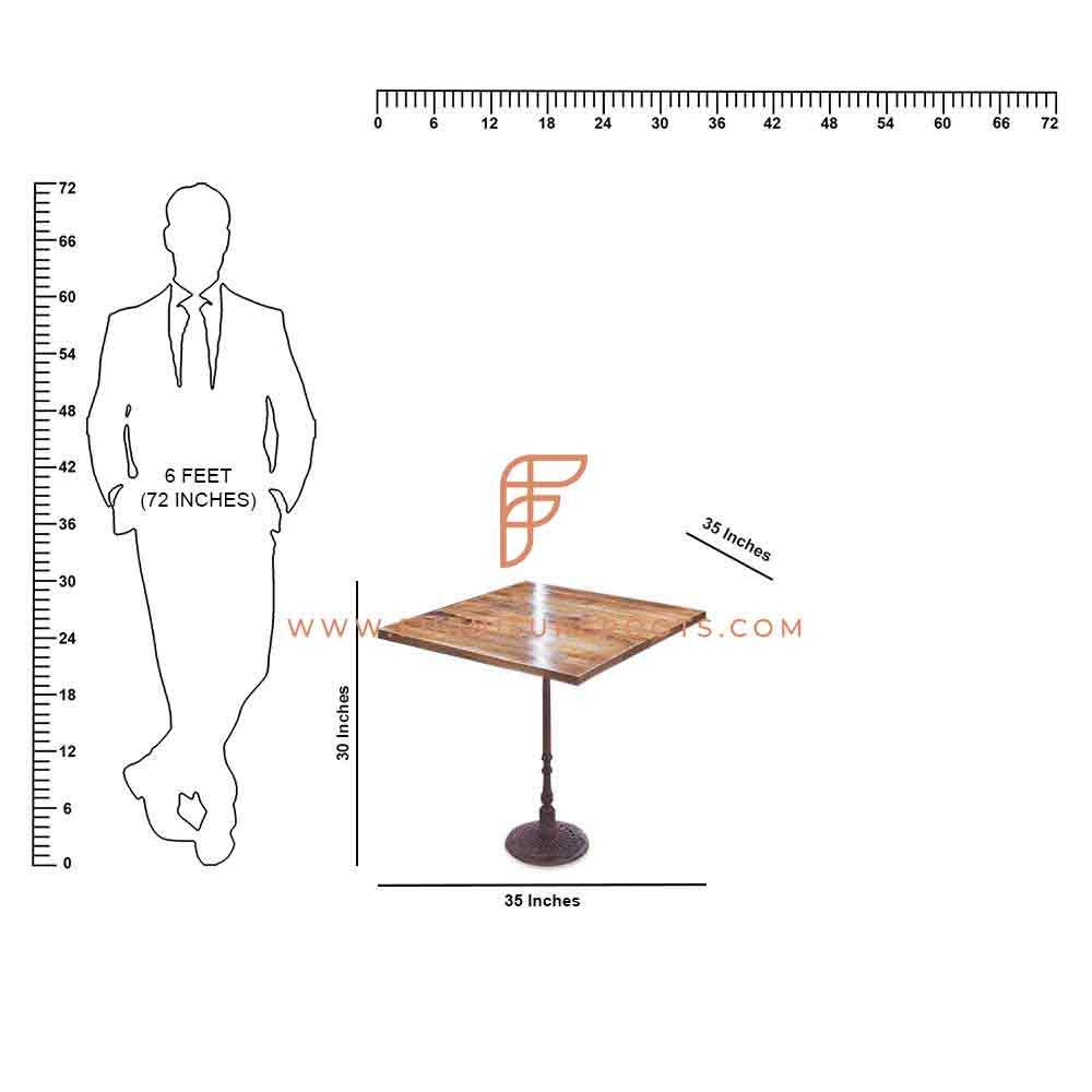 FR Tables Series Dining Table with Cast Iron Table Base and Wooden Table Top