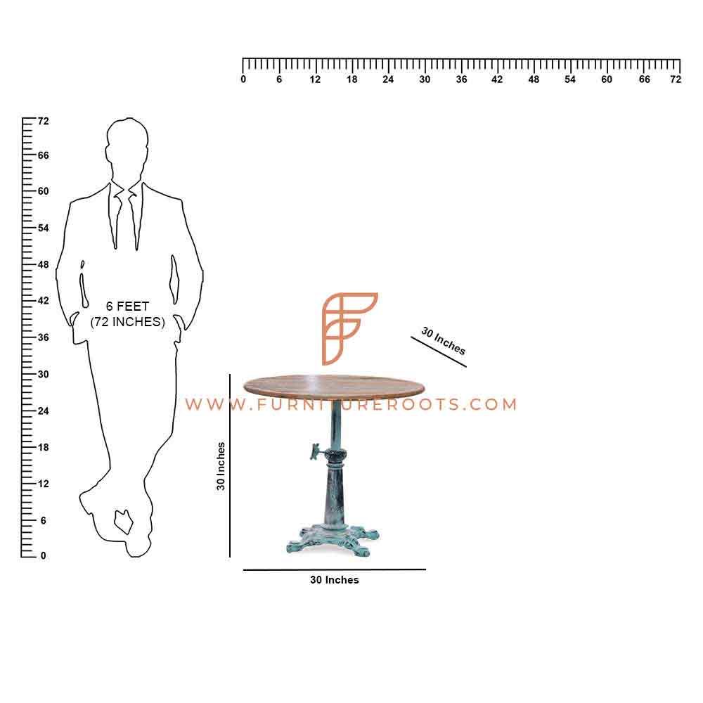 Mesa de bar de altura ajustable de la serie FR Tables con base pintada y tablero de madera