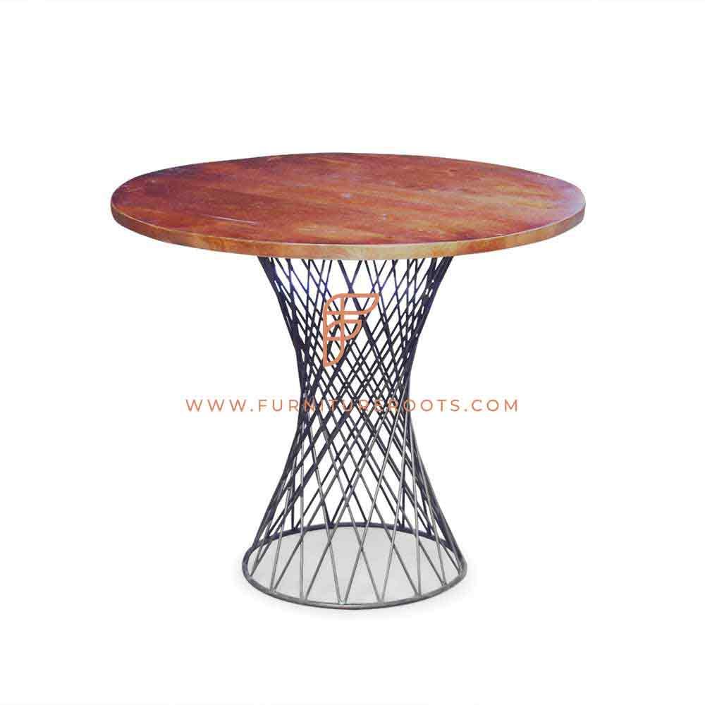 FR Tables Series Dining Table with Mesh Table Base and Wooden Table Top