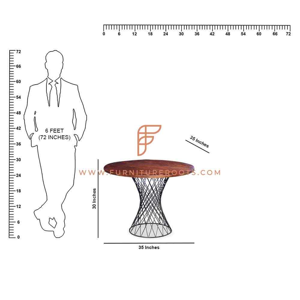 FR Tables Series Dining Table with Mesh Table Base and Wooden Table Top