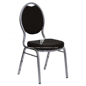 FR Banquet Chairs Series Teardrop Back Charcoal Fabric Stacking Banquet Chair with 2” Padded Seat