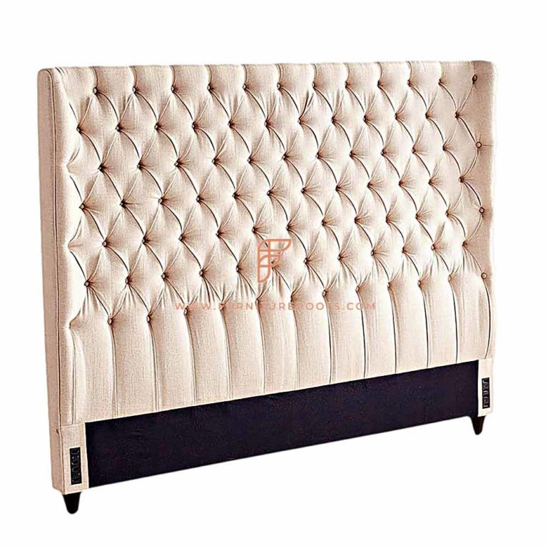 Buy FR Headboard Series Button Tufted Fabric Upholstered Wooden Headboard in Ebony Finish Online